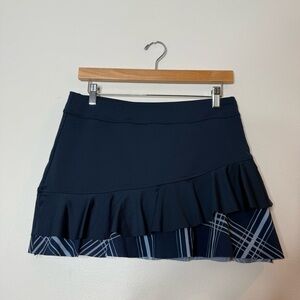 Inphorm Pickleball Tennis Skirt Skort Tiered Plaid in navy blue size medium